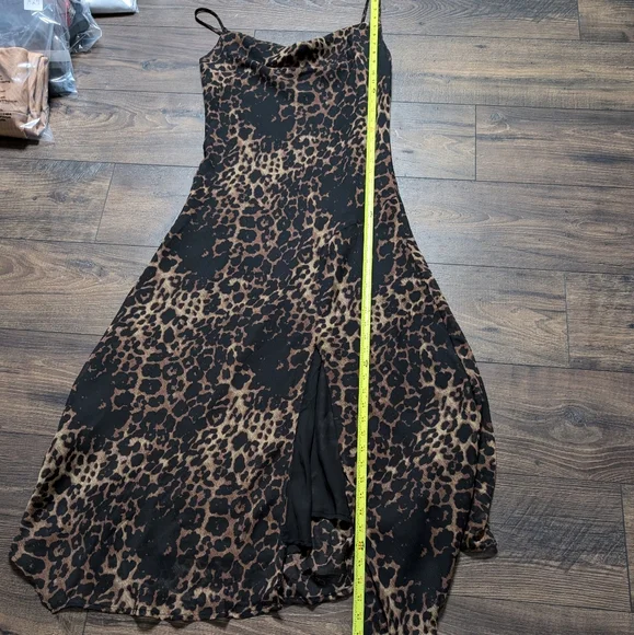 OPT by Johanna Cheetah Print Cowl Neck ‎ Midi Dress Size XL